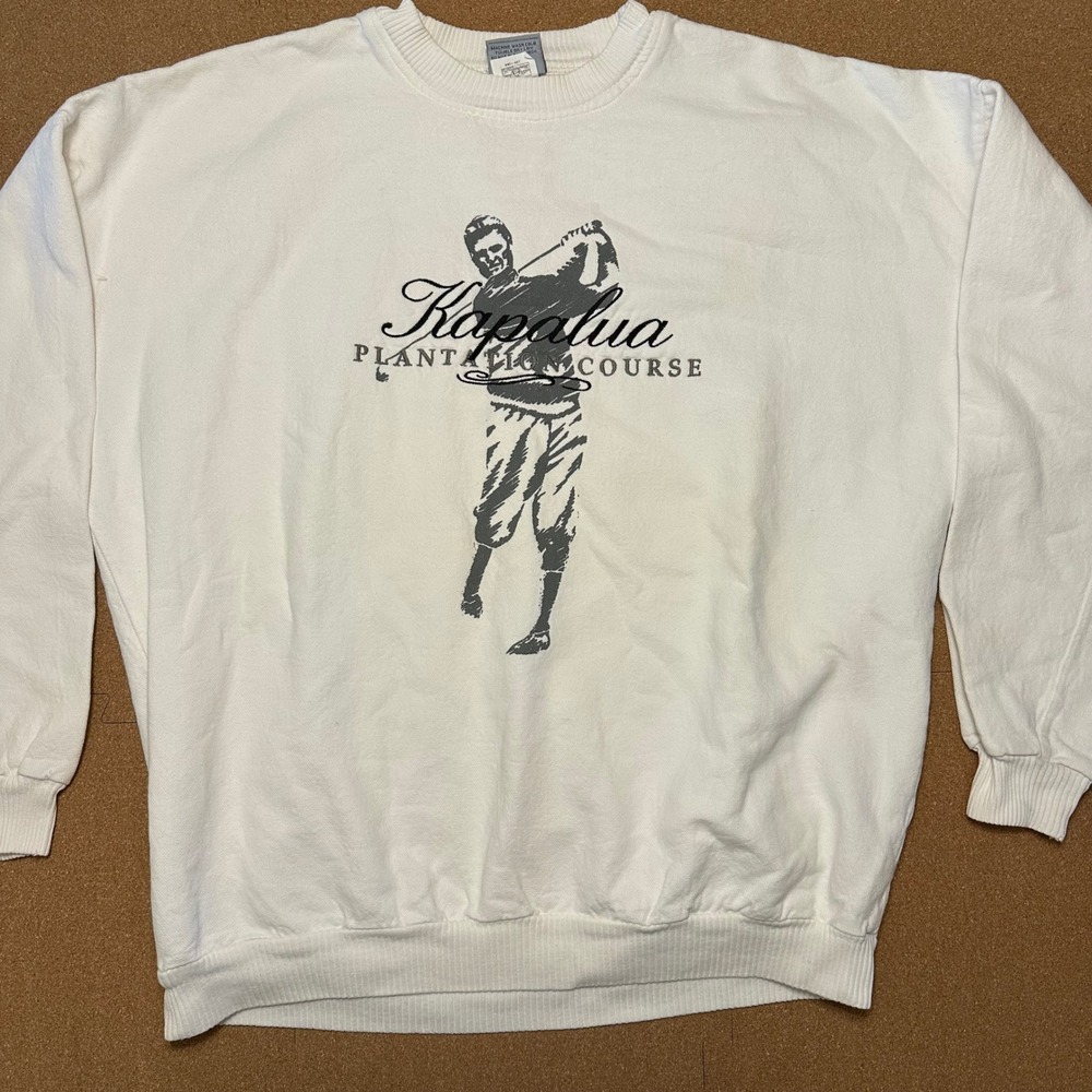 Time Out Sweatshirt Mens Large White Kapalua Plantation Course Golf Vintage USA